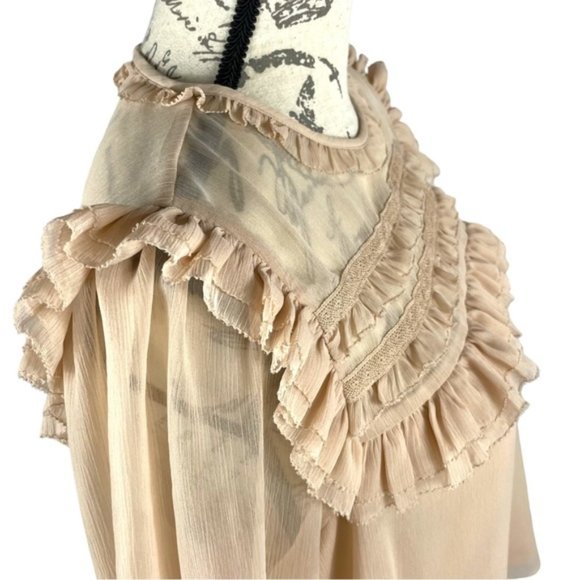 H&M Women’s Long Sleeve Peasant Top With Front Ruffle Detail - Picture 7 of 16